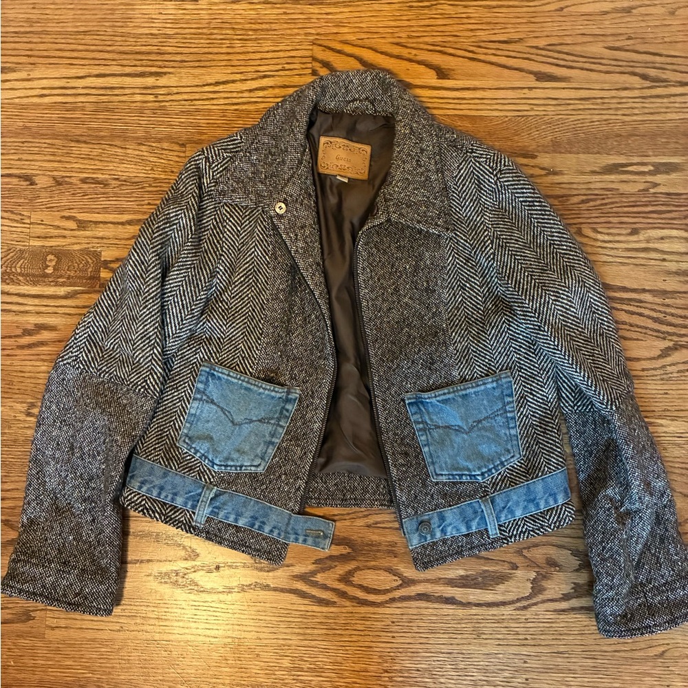 Guess Brown and White Tweed Jacket
